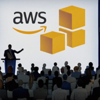 Cartoon-figures-watching-an-AWS-presentation