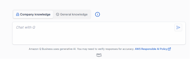Q chat interface showing options Company Knowledge and General Knowledge