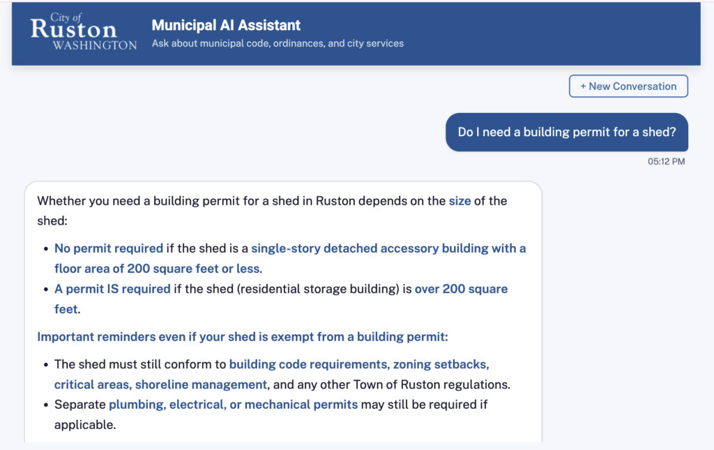 Civic AI Agent at https://ruston-ai.techreformers.com/