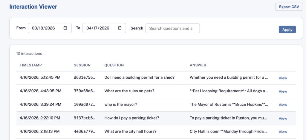 Review all interactions online.